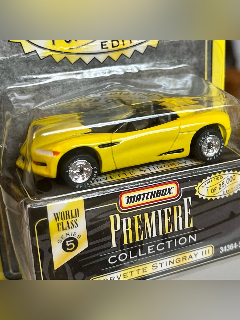 Matchbox Premiere Collection Yellow Corvette Stingray III Toy Car 1995 Vintage